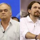 El eurodiputado popular, González Pons y el secretario general de Podemos, Pablo Iglesias-