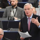 El negociador de la UE, Michel Barnier, durante su intervención en el Parlamento Europeo.-/ FREDERICK FLORIN / AFP