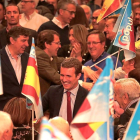El presidente del Partido Popular, Pablo Casado, clausura un acto público de su formación en Salamanca.-ICAL