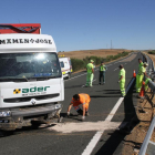 Imagen del camión tras el accidente sufrido.-ICAL