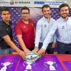 Juan Ramos, Juan Carlos Pérez, Diego Merino y Álvaro Fernández posan ayer en la Casa del Deporte.-PABLO REQUEJO
