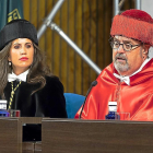 La rectora de la UEMC, Imelda Rodríguez, y el consejero de Educación, Fernando Rey, en la apertura del curso.-ICAL
