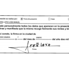 Firma de José Manuel Soria en la declaración de bienes que presentó en el Congreso.-