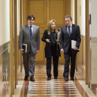 La vicepresidenta y portavoz de la Junta de Castilla y León, Rosa Valdeón, y el consejero de Presidencia, José Antonio de Santiago-Juárez, comparecen en rueda de prensa posterior al Consejo de Gobierno-ICAL