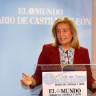 La ministra de Empleo, Fátima Báñez, en un momento de su intervención en elClub de Prensa de EL MUNDO DE CASTILLA Y LEÓN.-J. M. LOSTAUI