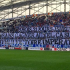 La pancarta de la afición del Marsella.-TWITTER