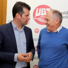 El secretario general del PSOE de Castilla y León, Luis Tudanca, y el secretario general de UGT Castilla y León, Faustino Temprano, celebran una reunión de trabajo-ICAL