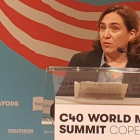 Ada Colau, en su intervención en la Cumbre mundial de grandes ciudades comprometidas con la emergencia climatica en Copenhague.-AYUNTAMIENTO DE BARCELONA