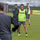 Rubio, en su último entrenamiento, ante Baraja y Borja.-M. Á. Santos