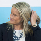 La presidenta de la Fundación Víctimas del Terrorismo, Mari Mar Blanco, comparece junto al candidato del PP a la alcaldía de Burgos, Javier Lacalle, y a la candidata a las Cortes, Irene Cortés-Ical