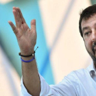 El líder de la ultraderechista Liga, Matteo Salvini, en un acto contra el Gobierno en Roma el pasado 19 de octubre.-TIZIANA FABI (AFP)
