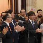 Carles Puigdemont y Carme Forcadell, el pasado viernes n el Parlament tras aprobar la DUI-JULIO CARBÓ