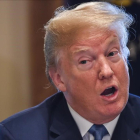 El presidente del Gobierno de EEUU, Donald Trump se dirige a dirigentes republicanos en el Congreso en una recepción en la Casa Blanca.-/ NICHOLAS KAMM (AFP)
