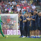 Ter Stegen durante la presentación de la plantilla del Barcelona en el trofeo Joan Gamper.-JORDI COTRINA