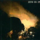 Foto de la humareda generada por un ensayo con explosivos de los CDR.-
