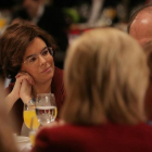 La vicepresidenta durante el desayuno informativo de Europa Press.-JOSÉ LUIS ROCA