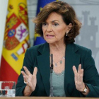 Carmen Calvo, vicepresidenta del Gobierno y ministra de la Presidencia, Relaciones con las Cortes y Memoria Democrática.- E. M.