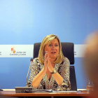 La candidata a la Alcaldía de Valladolid por el PP, Pilar del Olmo, en su comparecencia de ayer.-ICAL