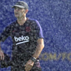Valverde, en un entrenamiento en la ciudad deportiva del Barça.-JORDI COTRINA