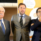 Óscar Puente, en el centro, durante la inauguración de Expobiomasa, ayer en Valladolid.-ICAL