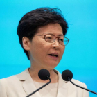 La jefa del Gobierno de Hong Kong, Carrie Lam en una rueda de prensa.-EFE