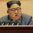 Kim Jong-un durante una reunión del Partido de los Trabajadores, el 23 de diciembre.-KCNA