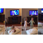Imágenes de la escena en la que dos bebés recrean su escena favortia de 'Frozen'.-FACEBOOK