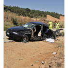 Estado en el que quedó el vehículo accidentado en Soria.-VALENTIN GUISANDE