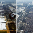 Público en la toma de posesión de Trump (izquierda) y en la de Obama en el 2009.-REUTERS / LUCAS JACKSON / STELLOS VARIAS