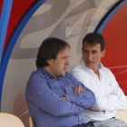 Andrés Fernández, a la izquierda, junto a Ángel Luis Catalina, en la etapa de ambos en el Almería.-JAVIER ALONSO / DIARIO DE ALMERÍA