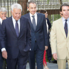 Los expresidentes del Gobierno González, Zapatero y Aznar.-EFE