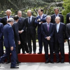 Miembros del Consejo Empresarial de la Competitividad en mayo del 2014, tras un almuerzo ofrecido en La Moncloa por el presidente del Gobierno, Mariano Rajoy.-JUAN MANUEL PRATS