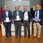 Antonio Piedra, Antonio Colinas, Fermín Herrero y Jesús Julio Carnero, ayer en el Palacio de Pimentel.-EL MUNDO