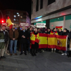 Concentración de Vox ante la sede del PSOE de Valladolid en protesta por la amnistía. Asisten Juan García-Gallardo, Mariano Veganzones y Pablo Sáez. ICAL