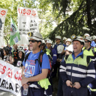 Algunos de los mineros durante la protesta-ICAL