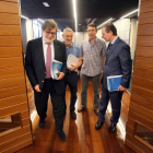 (I a D) El presidente de Cecale, Santiago Aparicio; los secretarios de UGT y CCOO, Agustín Prieto y Ángel Hernández y el presidente del CES, Germán Barrios, en la presentación del Informe Anual del Consejo Económico y Social de Castilla y León-Ical