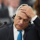 El primer ministro de Hungría, Viktor Orban, durante su intervención frenta a la Eurocámara este martes.-FREDERICK FLORIN (AFP)