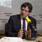 El 'president' Carles Puigdemont, este jueves, durante la entrevista en Cataluña Ràdio.-FERRAN NADEU