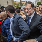 El presidente del PP, Mariano Rajoy, en un acto electoral que celebró este miércoles en Valencia-MIGUEL LORENZO