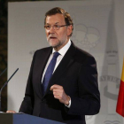 Mariano Rajoy, en una conferencia sobre la reforma de la Administración, el jueves en Madrid.-Foto: DAVID CASTRO