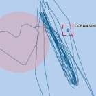 Mensaje del ’Ocean Viking’, que ha realizado una ruta en forma de corazón.-