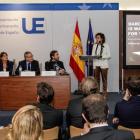 La ministra de Sanidad, Dolors Montserrat, durante la presentación de la candidatura, en Bruselas.-EFE / ELIO GERMANI