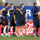 La selección fr4ancesa entrena antes de la semifinal con Alemania.-REUTERS