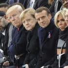 La primera fila de mandatarios, durante la ceremonia del 100º aniversario del armisticio de la Gran Guerra.-AP / LUDOVIC MARIN