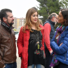 Luis Tudanca, Aitana Hernando y Reyes Maroto, ayer, en Miranda de Ebro.-ICAL