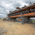 Trabajos de construcción del  ramal de mercancías que rodeará Valladolid por el este tras su reanudación en 2018.-E.M.