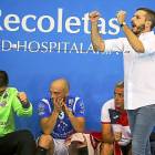 Nacho González celebra un gol junto a Camino y el portero César Pérez.-M. A. S.