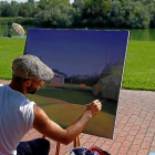Uno de los participantes al concurso de pintura rápida de Laguna de Duero.-E.M.