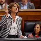 La ministra de Justicia, Dolores Delgado, en la sesión de control al Gobierno en el Congreso.-JOSE LUIS ROCA