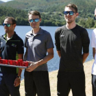 Froome, de blanco, junto a (de izquierda a derecha) Quintana, Valverde, Samuel Sánchez y Van Garderen.-EFE / JAVIER LIZÓN